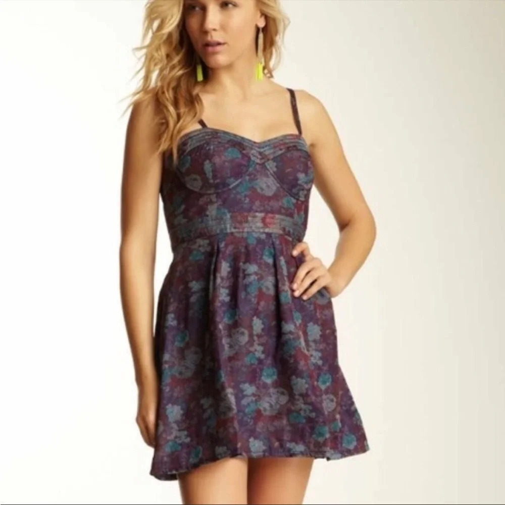 FREE PEOPLE Floral Jaquard Corset Tapestry Dress